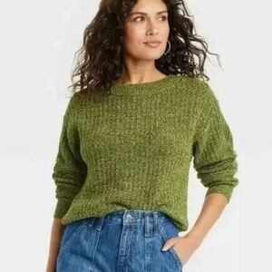 Universal Thread Cotton Blend 2-tone Green Sweater Women's Size Large